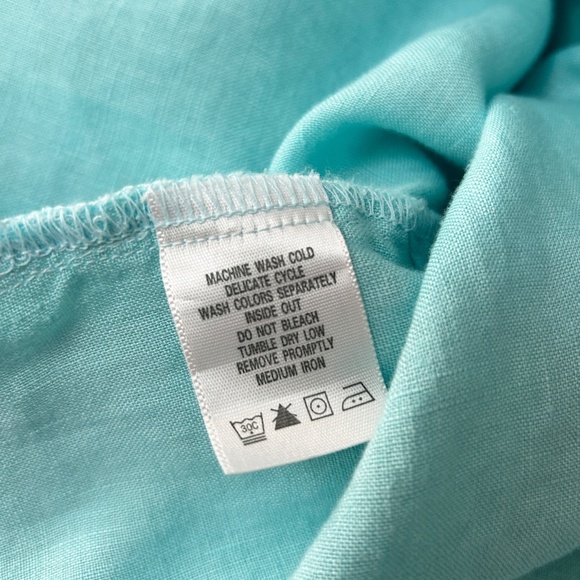 Chadwicks 100% Linen Blouse Top Tunic Long Sleeve Button Front Robin Egg Blue - Picture 5 of 7